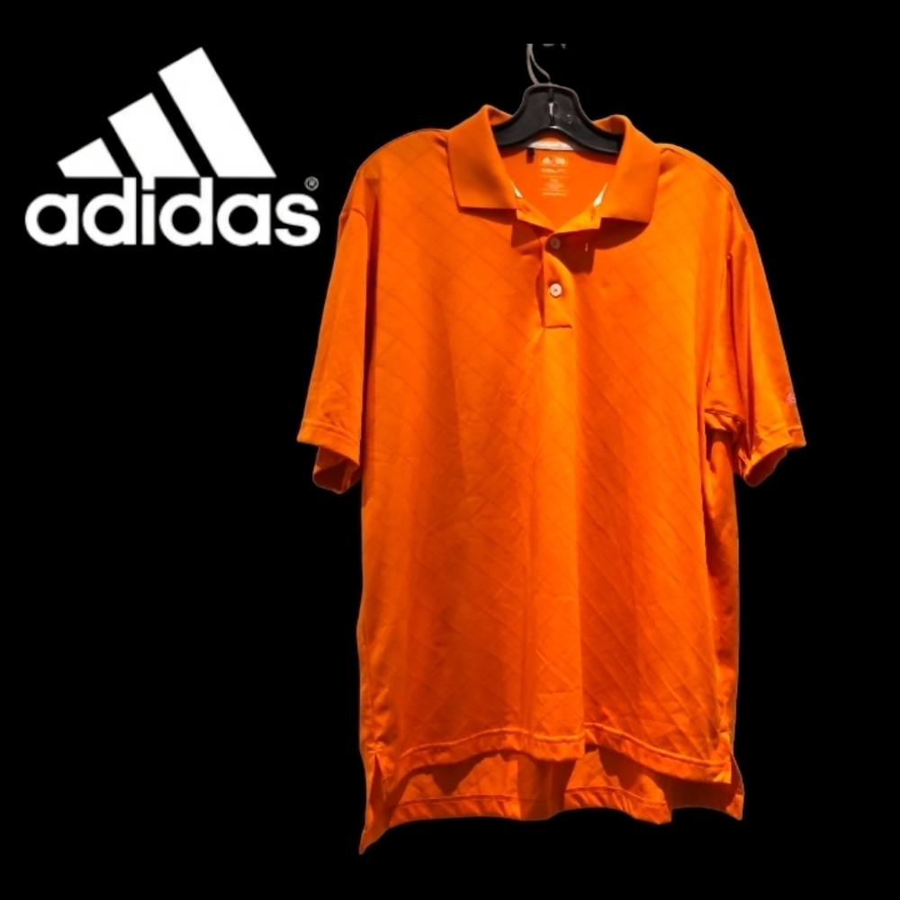 NWOT Adidas Climacool Golf Shirt Short Sleeves Collared Orange Cool & Dry
